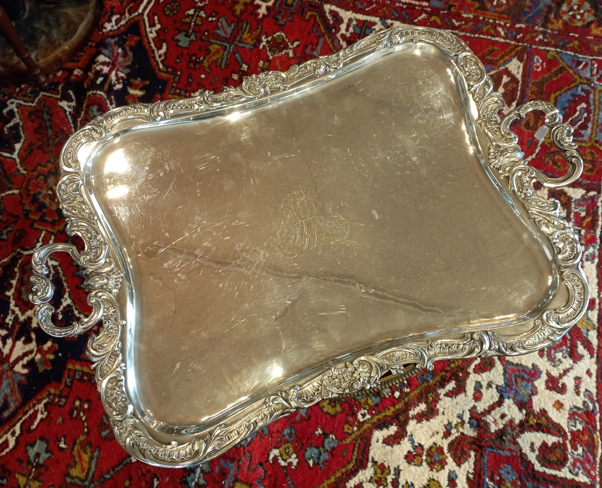 Large Silver-plated Metal Tray