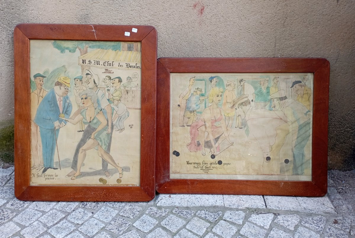 A Series Of Humorous Drawings About Pétanque.-photo-3