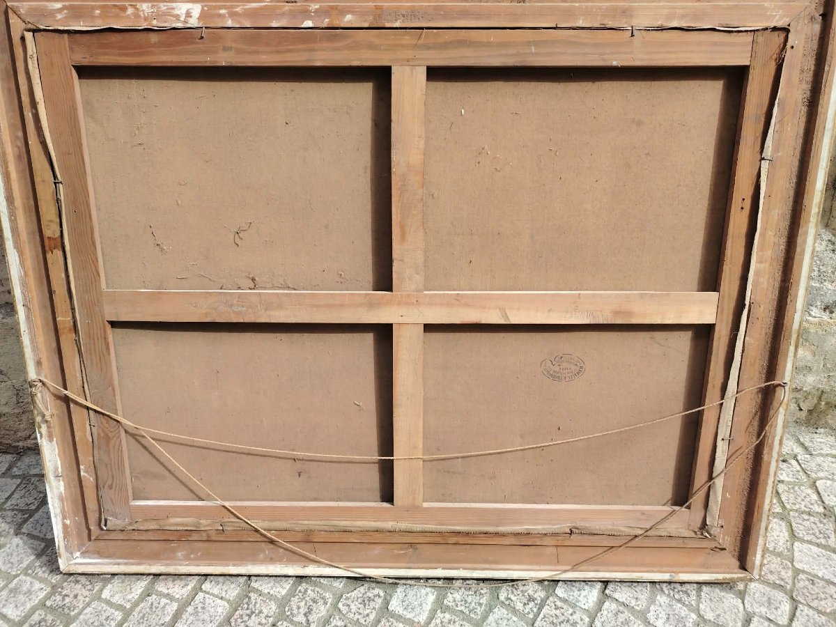 Large Format Oil On Canvas By Emile Brisset-photo-4