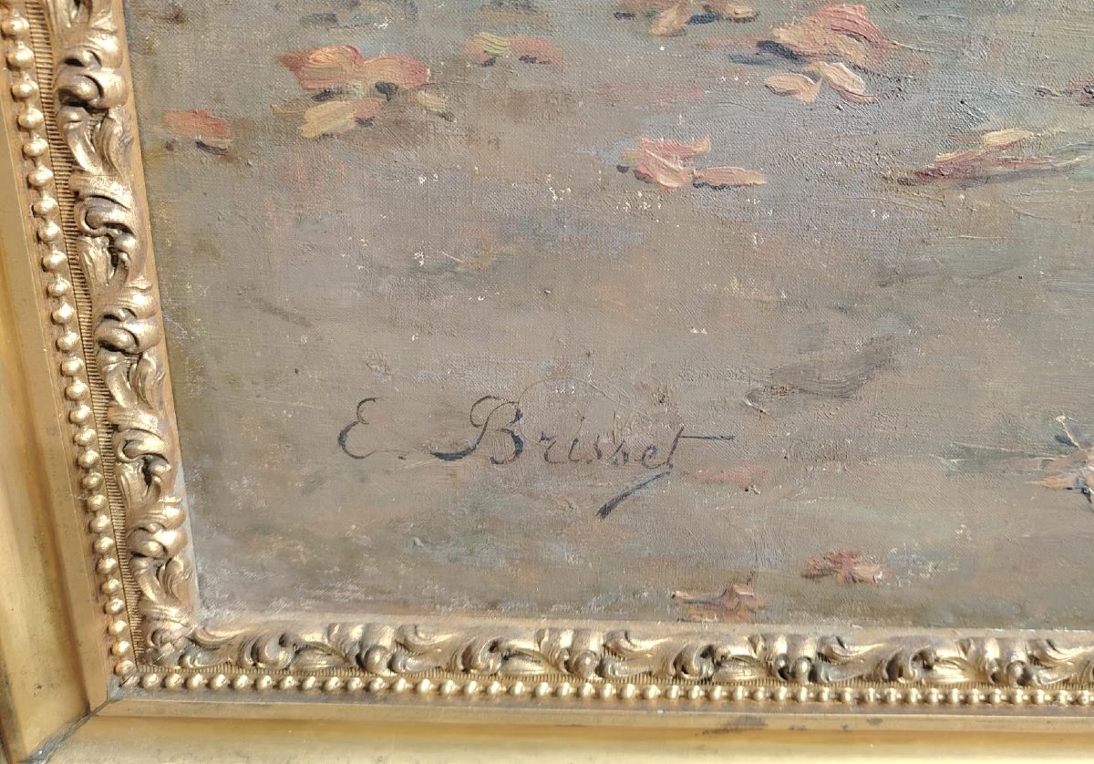 Large Format Oil On Canvas By Emile Brisset-photo-1