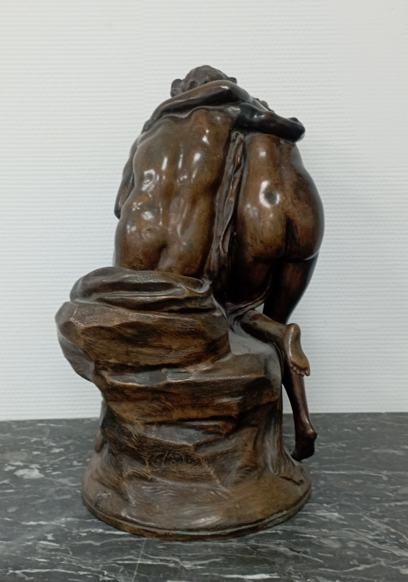 ''Faune, Bacchante et Chérubin'' sculpture en bronze signée de Clodion-photo-2