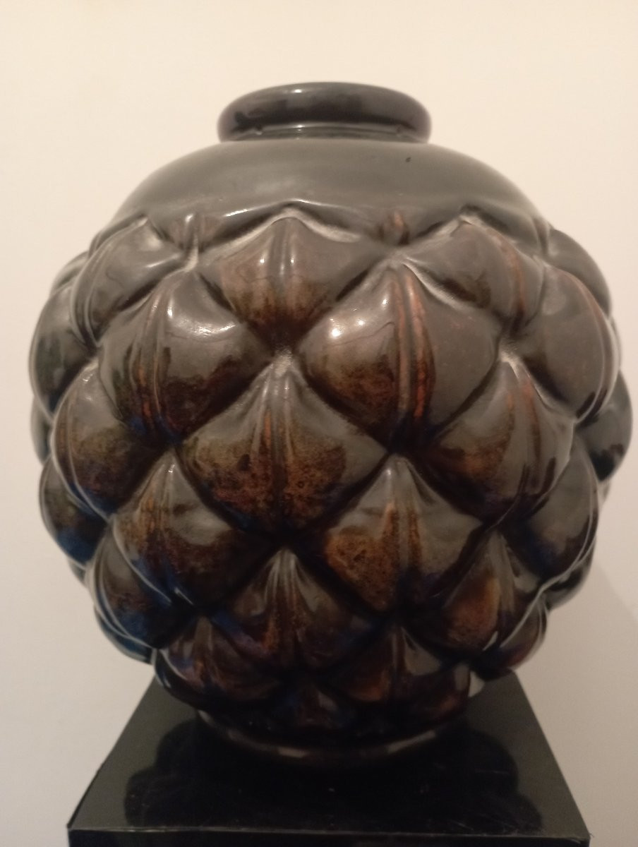 Vase ''Pin d'Afrique''  de J. Mougin école de Nancy-photo-2