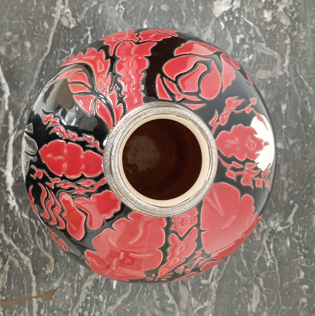 Longwy Ball Vase ''night Panther-photo-1