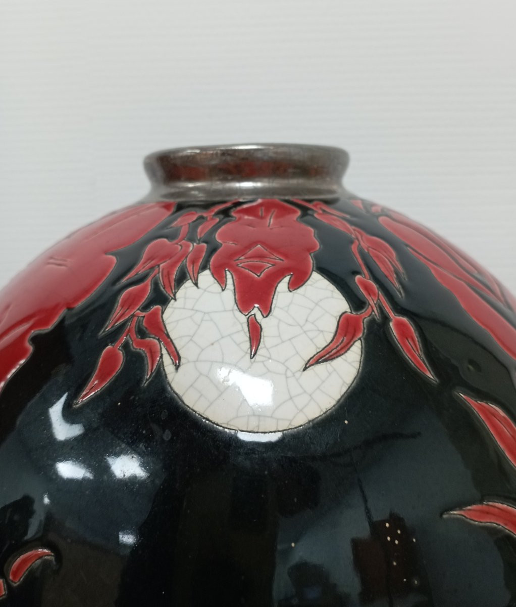 Longwy Ball Vase ''night Panther-photo-3