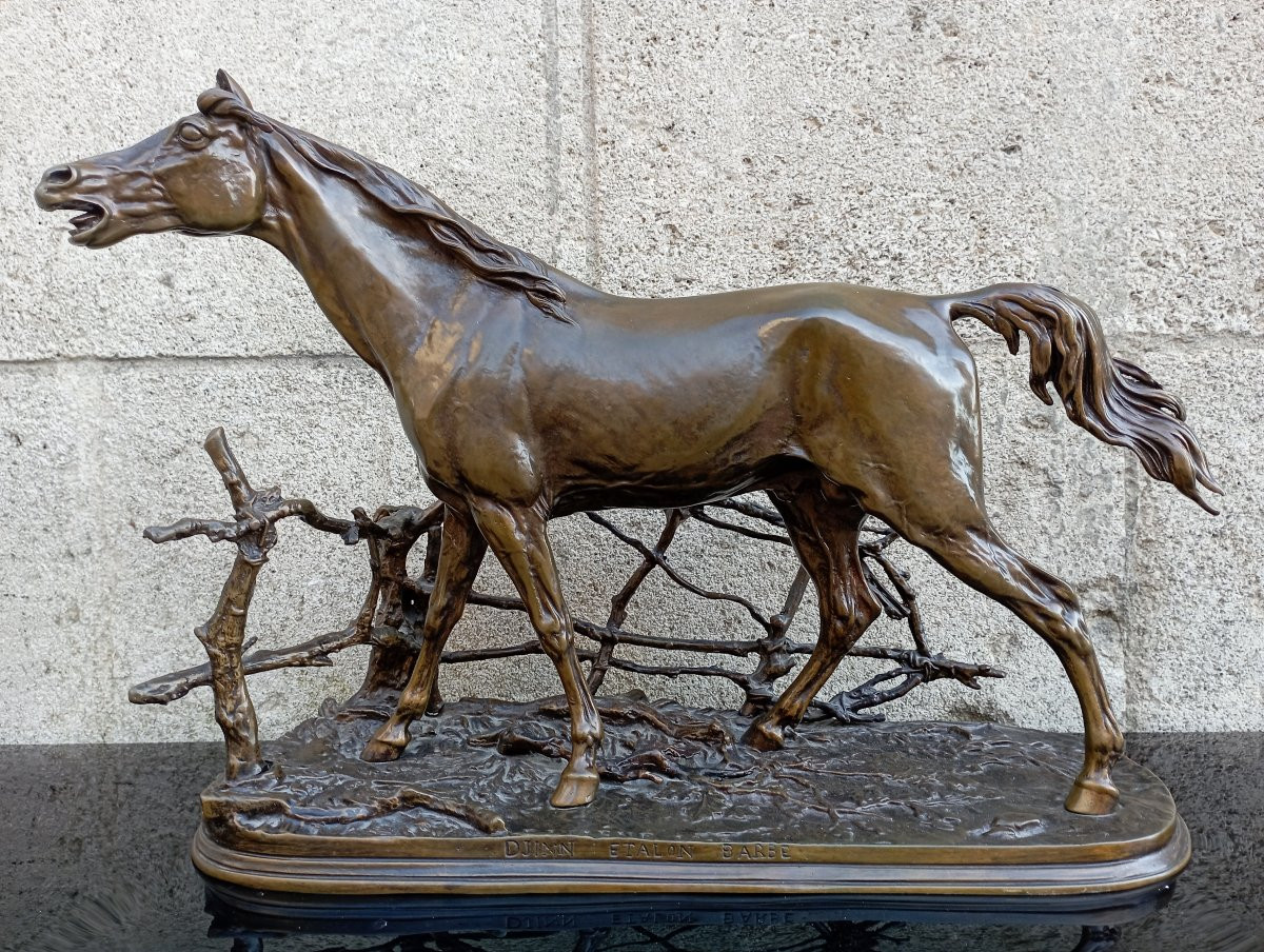'' Djinn Arabian Stallion '' Bronze Sculpture By Pierre-jules Mène-photo-2