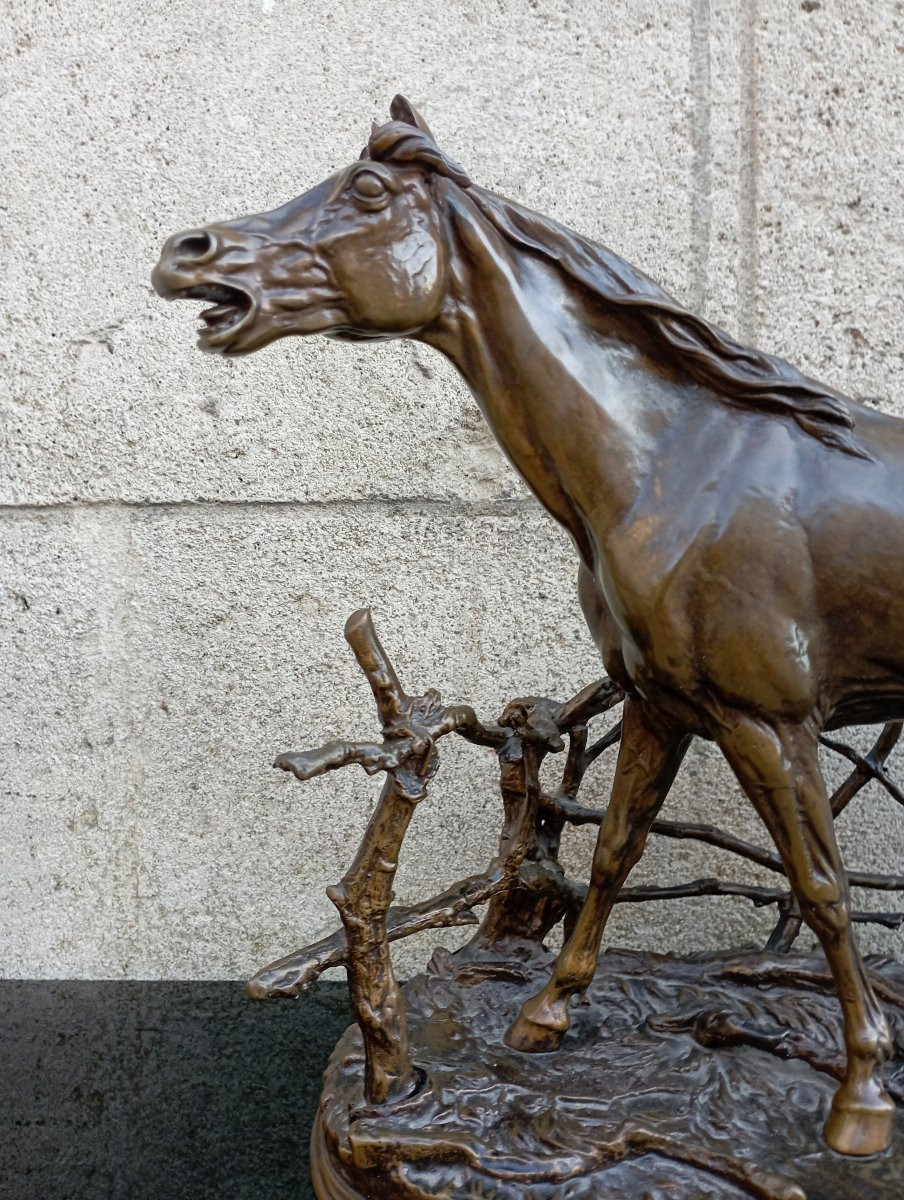 '' Djinn Arabian Stallion '' Bronze Sculpture By Pierre-jules Mène-photo-3
