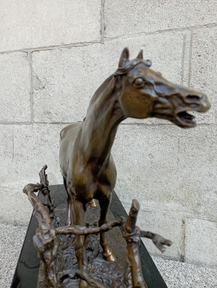 '' Djinn Arabian Stallion '' Bronze Sculpture By Pierre-jules Mène-photo-3
