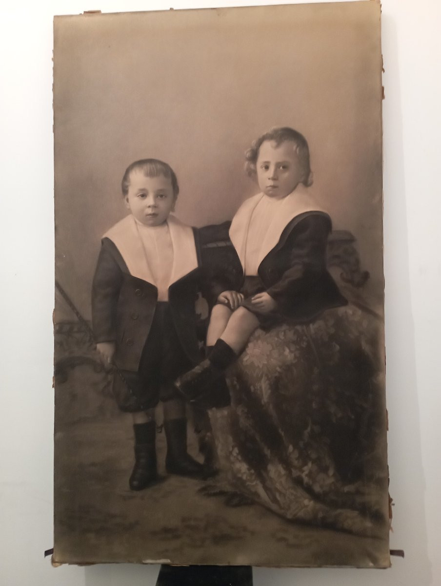Large 19th Century Charcoal Drawing-photo-2