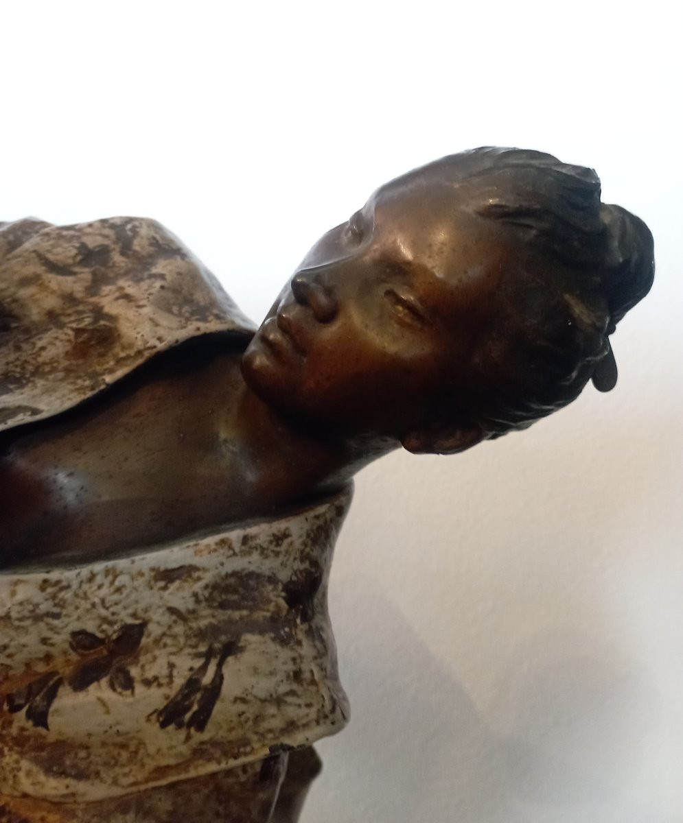 Sculpture japonaise bronze et fonte fin XIX ème siècle-photo-3