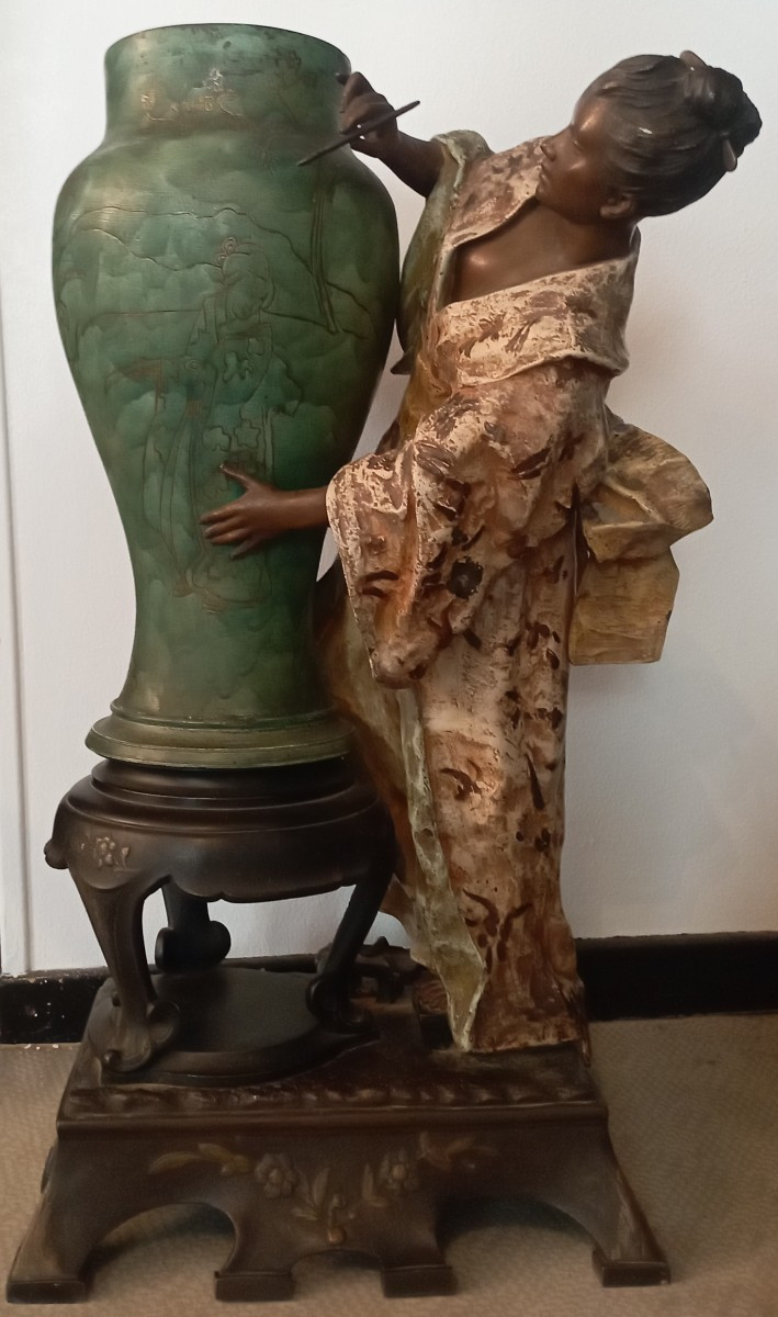 Sculpture japonaise bronze et fonte fin XIX ème siècle