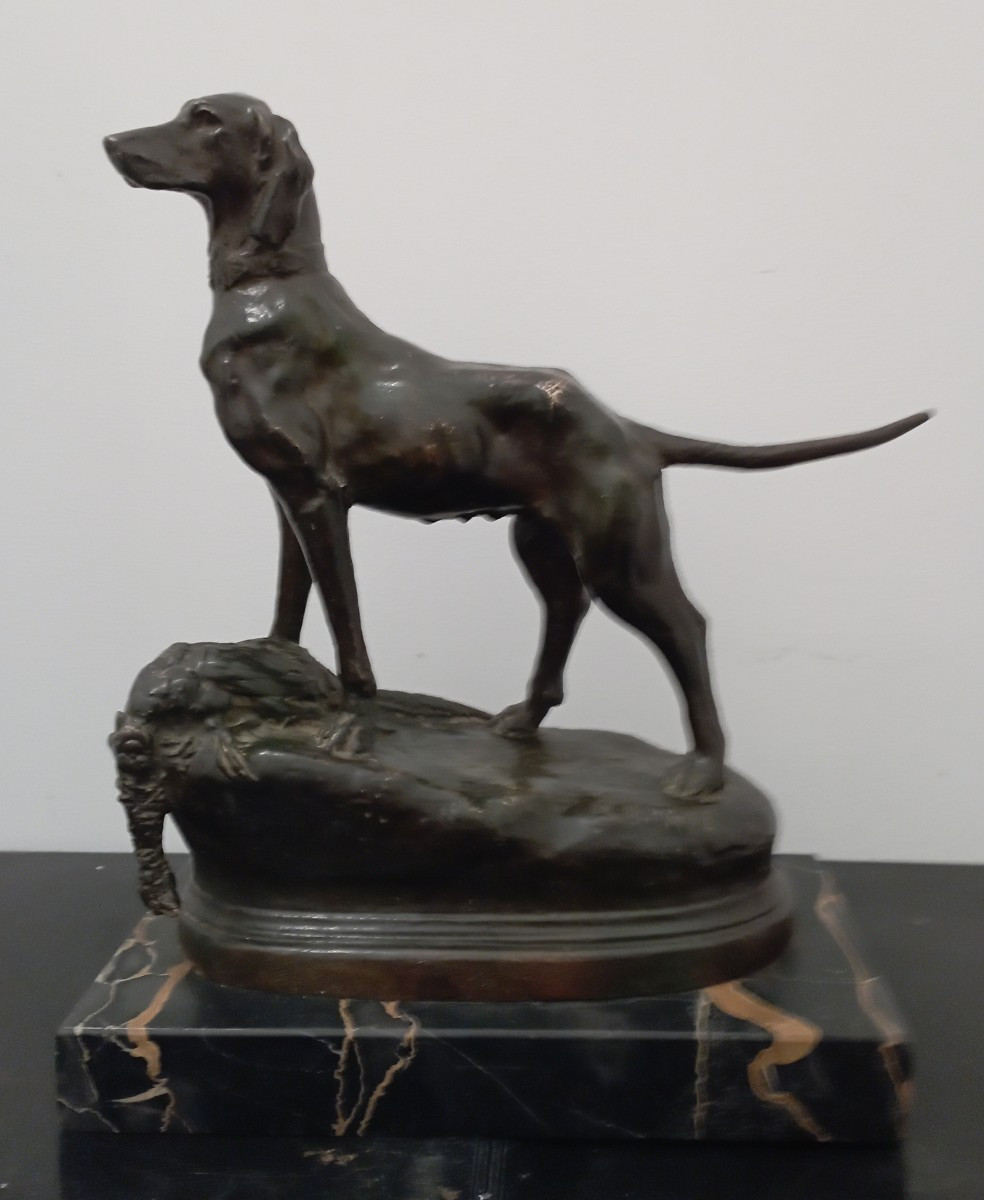 Bronze Sculpture Spaniel By A. Barye