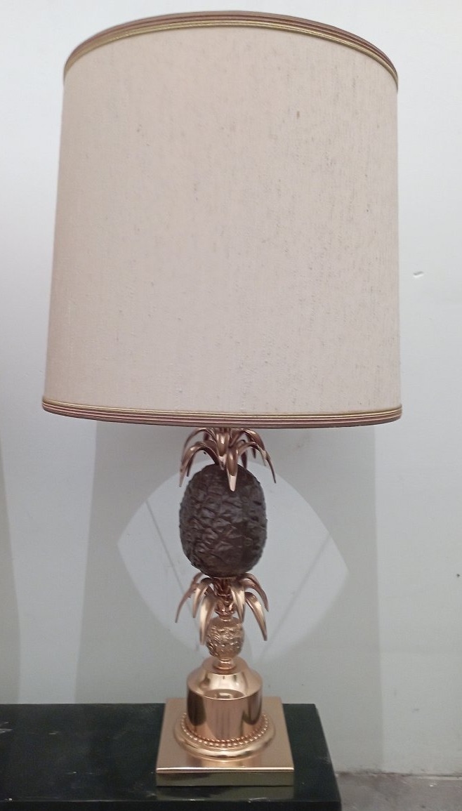 Paire de lampes ananas en bronze doré années 70'-photo-2