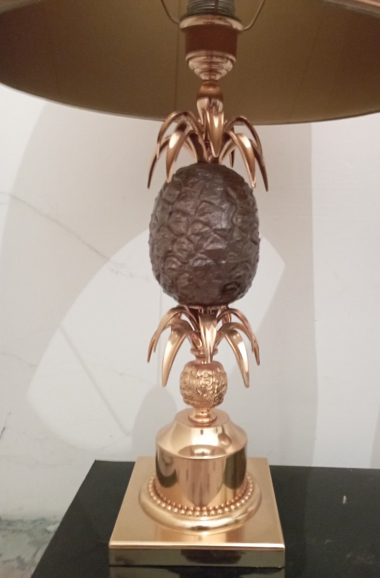 Paire de lampes ananas en bronze doré années 70'-photo-4