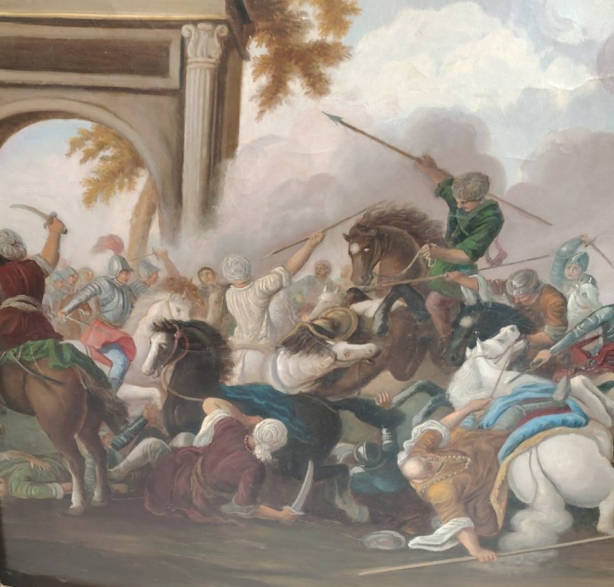 Grand tableau de scène de bataille-photo-2