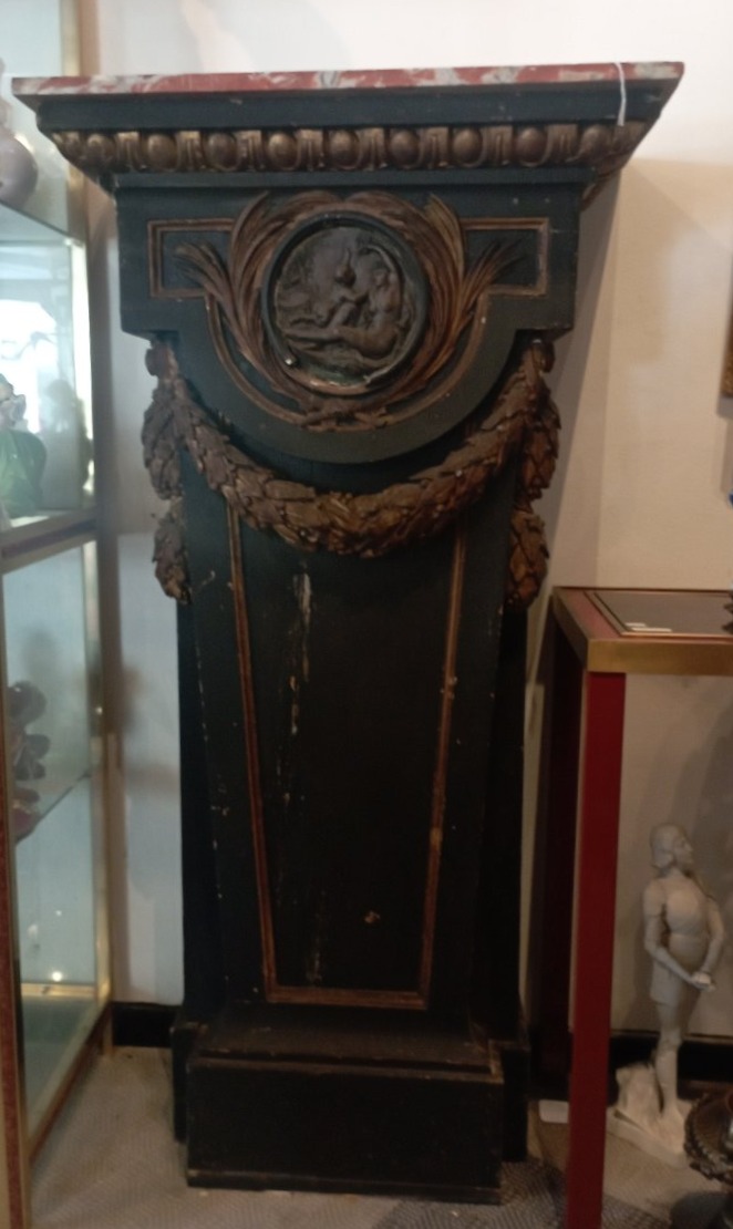 Gaine chêne et marbre du XVIII ème siècle 