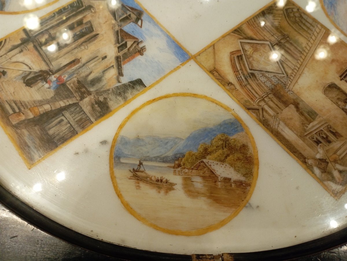 Table d'appoint plateau en marbre peint-photo-4