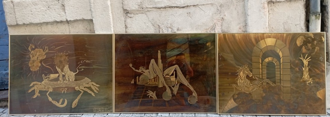 trio de cadre gravure sur cuivre années 80'