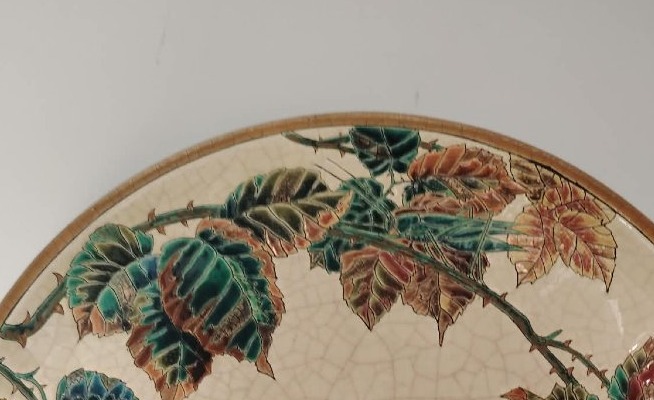 Large Longwy Earthenware Plate, 1920s–1930s-photo-4