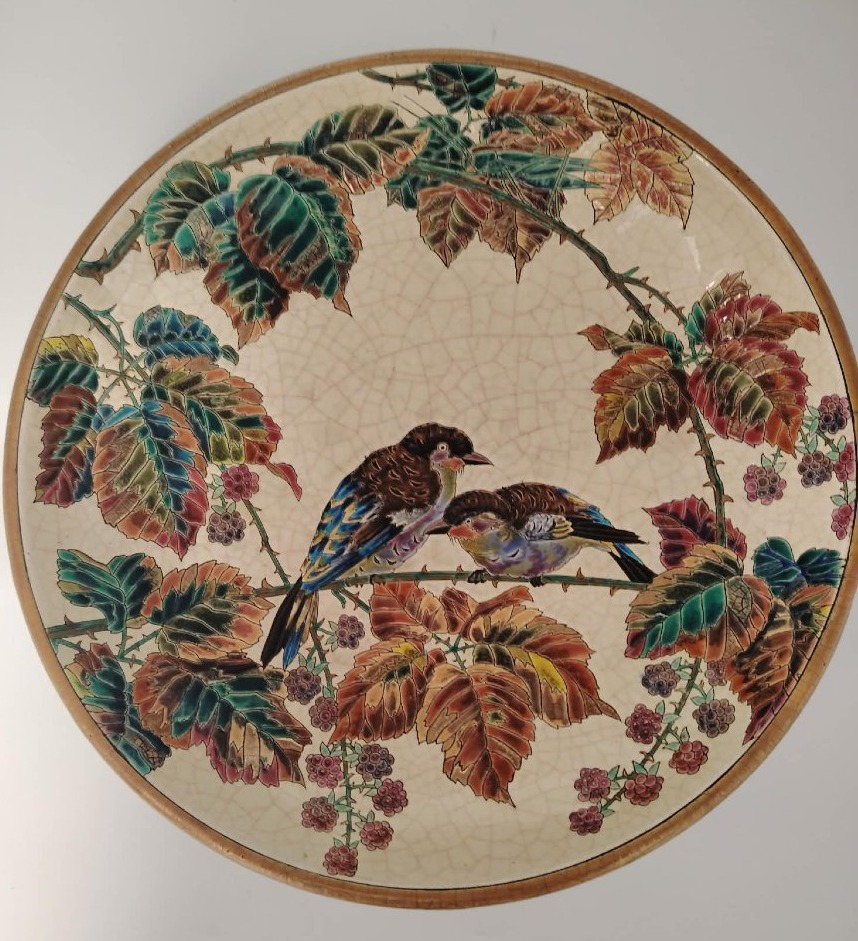 Large Longwy Earthenware Plate, 1920s–1930s