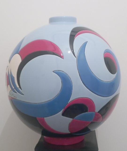 Large Spherical Vase From The Longwy Factory, “trident,” By Philippe Para-photo-3