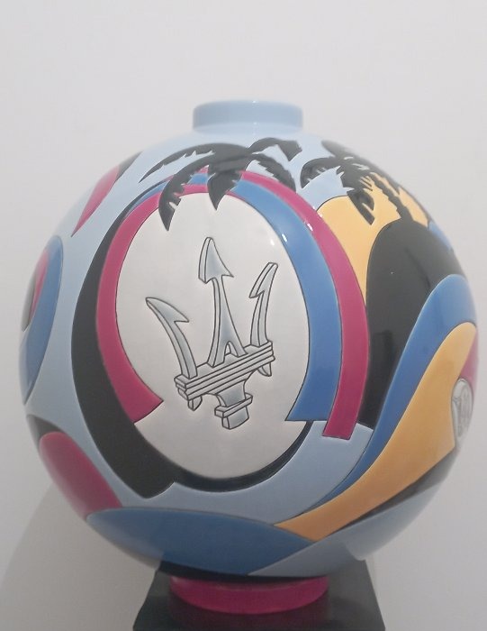 Large Spherical Vase From The Longwy Factory, “trident,” By Philippe Para