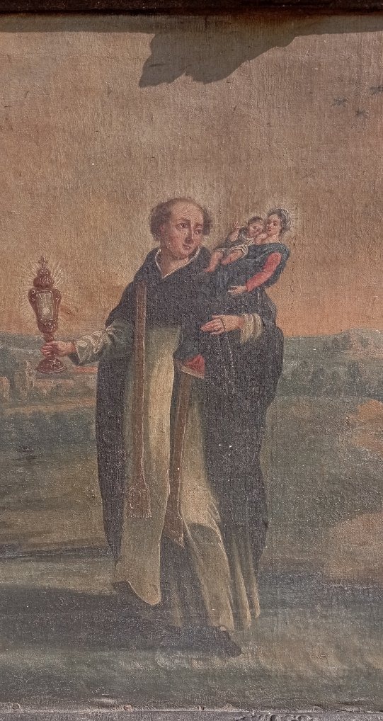 Grande huile sur toile religieuse du XVIII ème siècle-photo-3