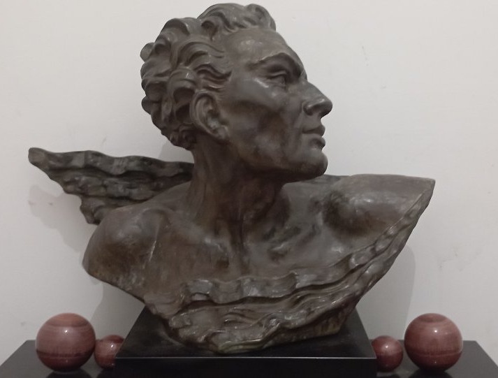 Art Deco Bronze Bust Of Mermoz -photo-2