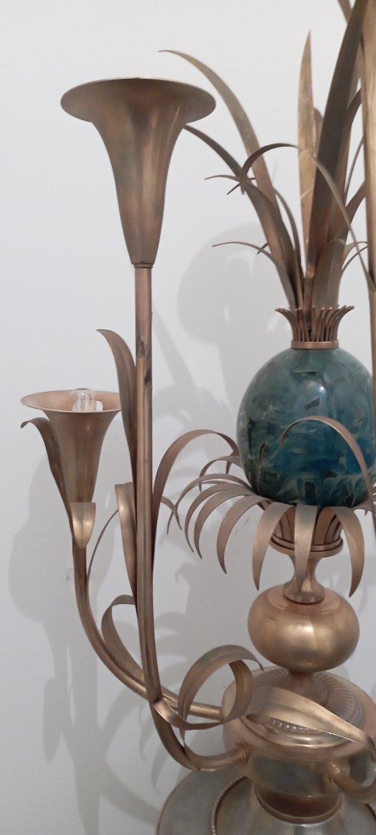 1970s Brass And Glass Sculptural Lamp-photo-2