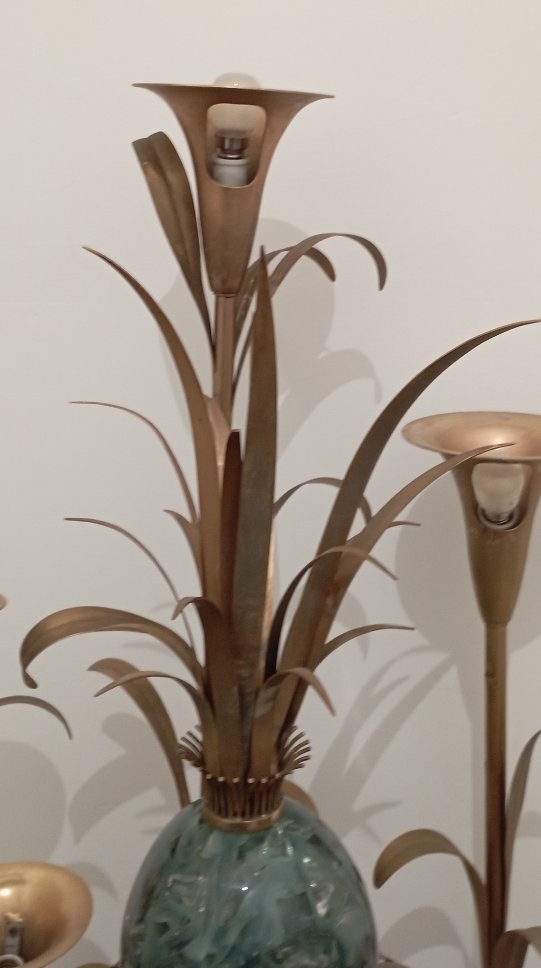 1970s Brass And Glass Sculptural Lamp-photo-1