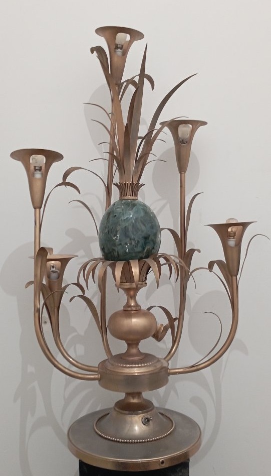 1970s Brass And Glass Sculptural Lamp