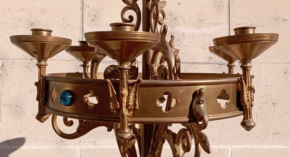 Grand candélabre bronze doré du XIX ème siècle-photo-3