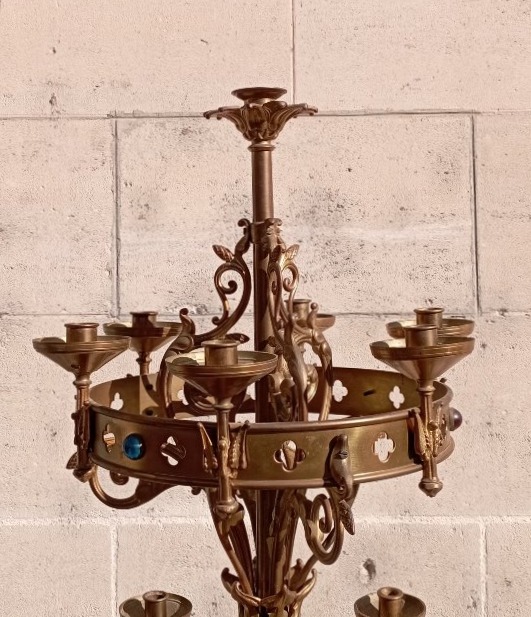 Grand candélabre bronze doré du XIX ème siècle-photo-4