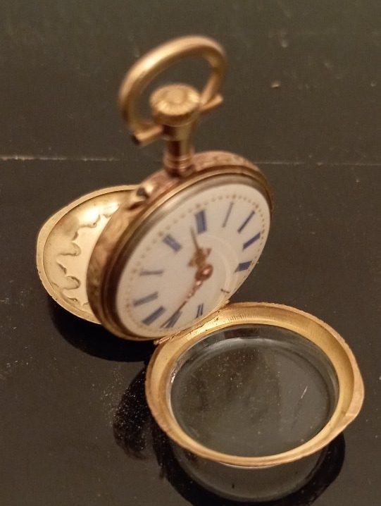 Gold Pocket Watch With Enamel Decoration-photo-3