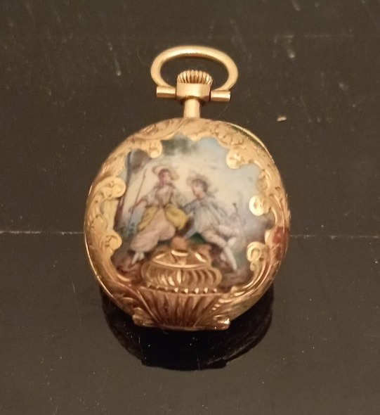 Gold Pocket Watch With Enamel Decoration-photo-4