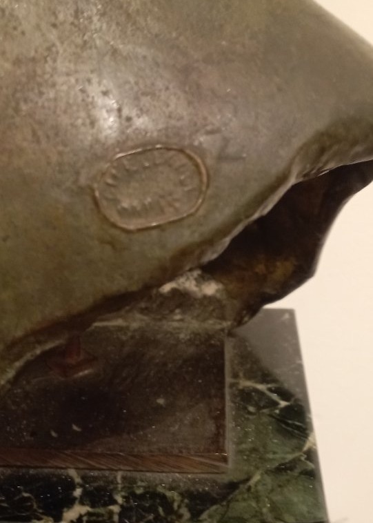 "Buste de jeune homme" sculpture en bronze à la cire perdue par Pina-photo-2