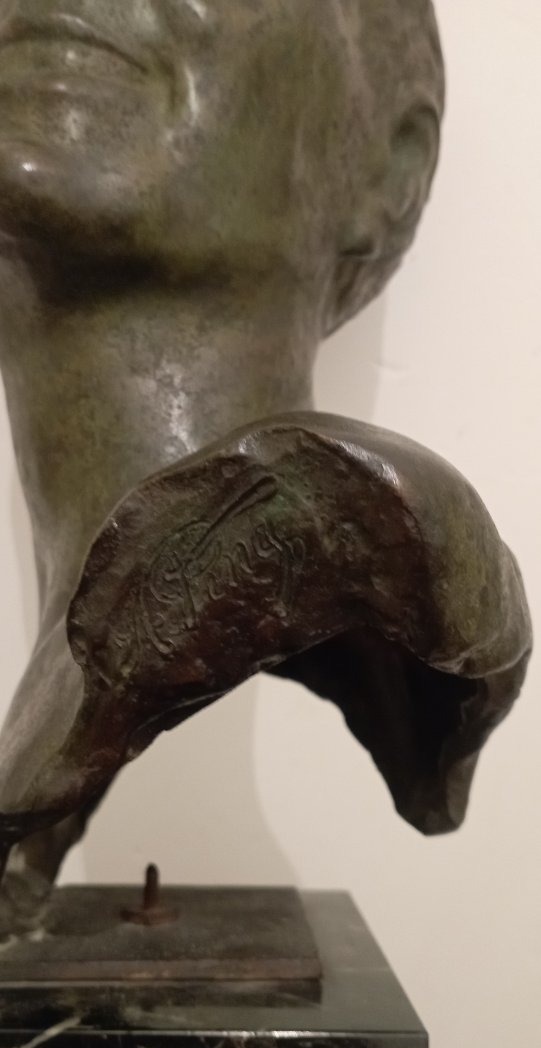 "Buste de jeune homme" sculpture en bronze à la cire perdue par Pina-photo-4