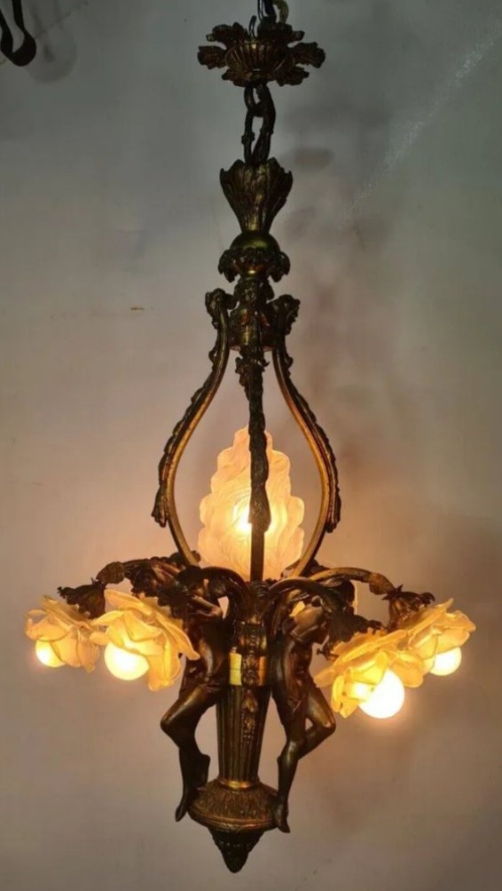 Louis XV-style Chandelier In Gilded And Patinated Bronze-photo-2