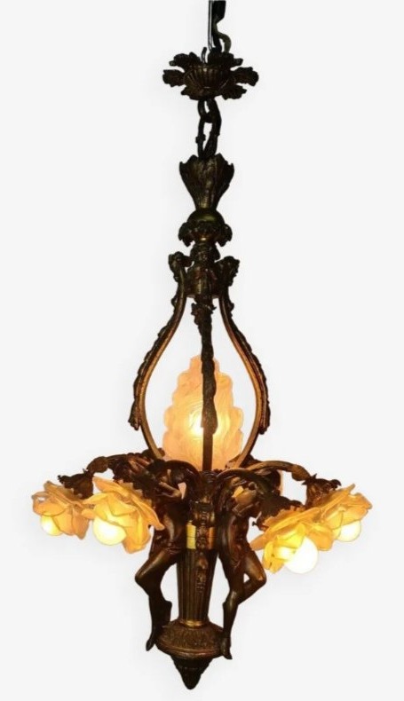Louis XV-style Chandelier In Gilded And Patinated Bronze