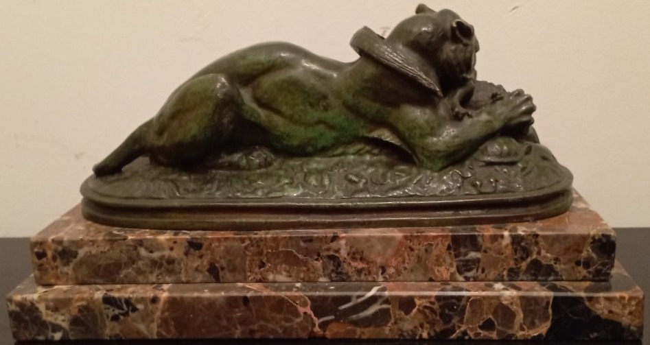 "tiger Devouring A Gavial," A Lost-wax Bronze Sculpture By Antoine Louis Barye-photo-1