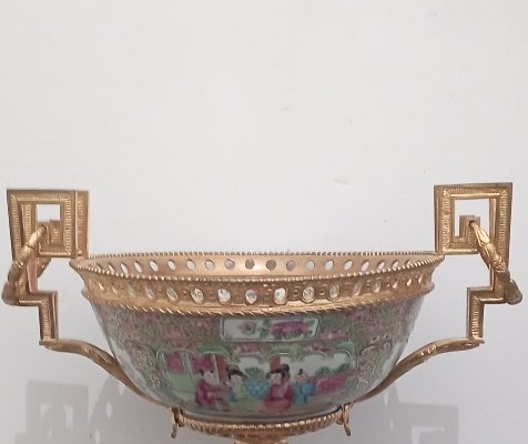 Coupe en porcelaine de Canton du XIX ème siècle-photo-2