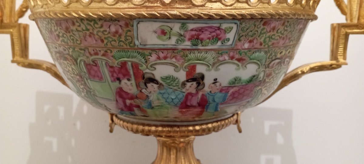 Coupe en porcelaine de Canton du XIX ème siècle-photo-4