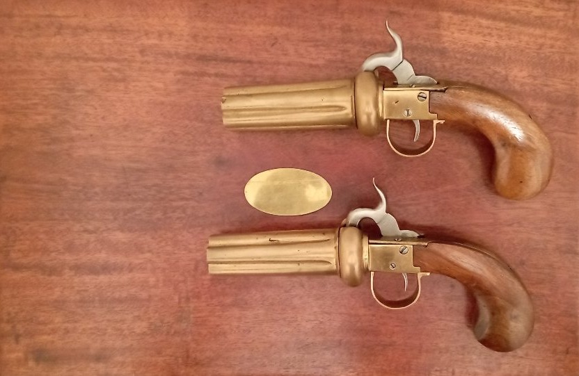 Coffret de pistolets de duel appelés "poivriers"-photo-4