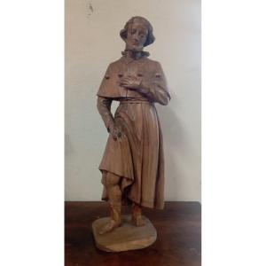 Religious Sculpture (st. James?) In Carved Wood From The 18th Century