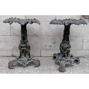 Paire de sellettes en fonte fin XIX ème siècle 