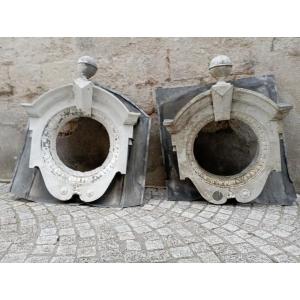 Paire d'œil de bœuf en zinc 