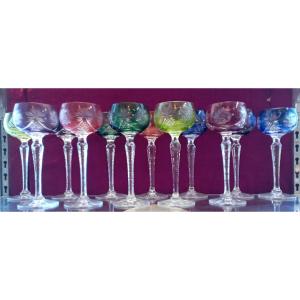 12 verres à Riesling en cristal coloré