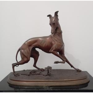 Sculpture en bronze ''lévrier avec un papillon'' par Arthur Waagen