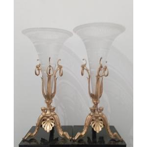 Crystal And Gilt Bronze Cones Late 19th Century