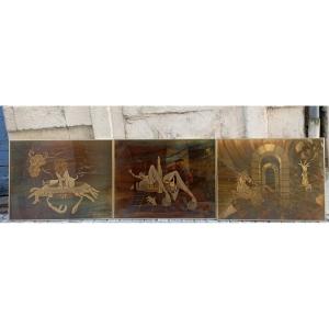 trio de cadre gravure sur cuivre années 80'