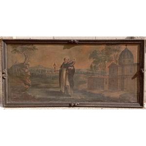 Grande huile sur toile religieuse du XVIII ème siècle